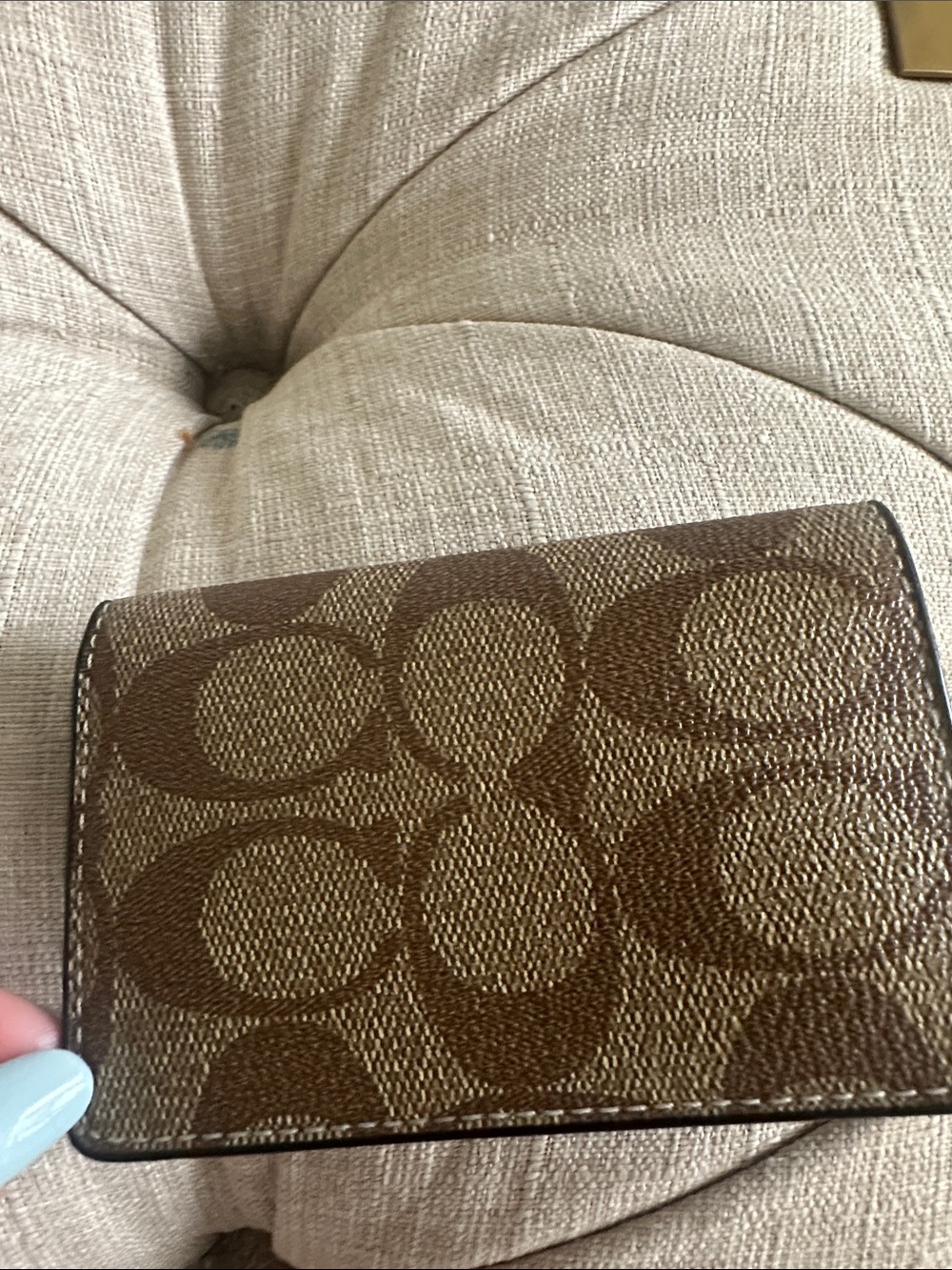 Coach Brown Signature Compact Wallet